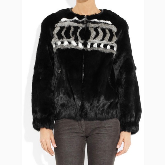 IRO Lorna Patterned Rabbit Bomber Jacket - Picture 3 of 5